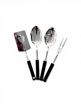 Vintage set of four stainless steel serving and cooking tools - never used